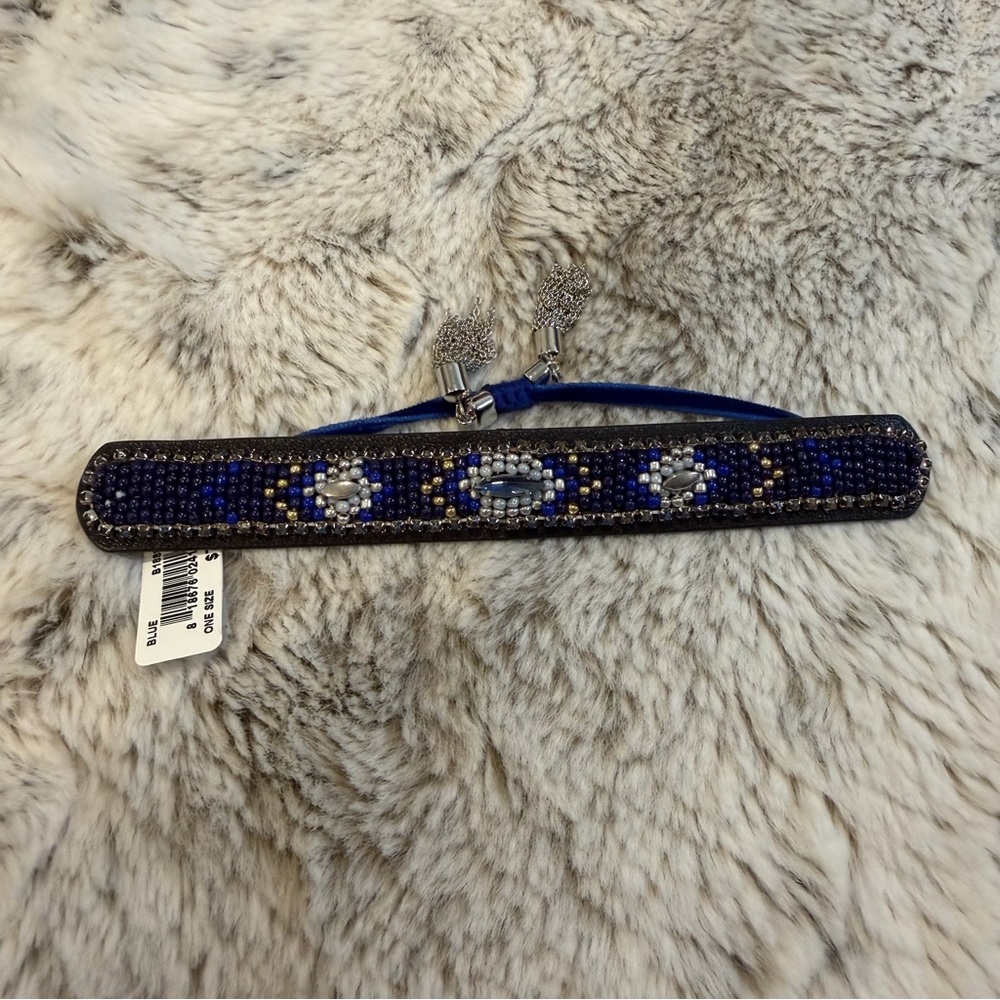 Rebecca Minkoff Blue And Silver Beaded Ajustable Bracelet